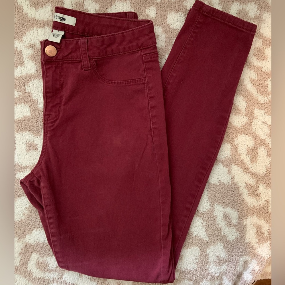 Refuge, Maroon stretch jeans, Size 8